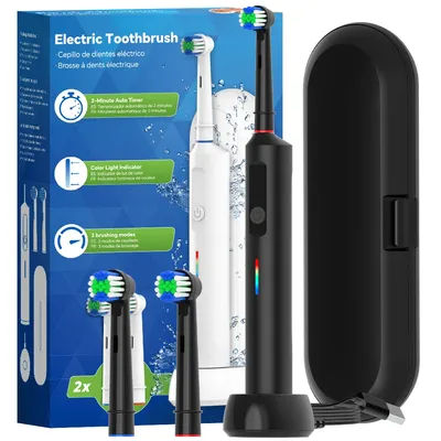 Brosse à dents électrique rotative à chargement sans fil intelligent, brosse à dents rotative rechargeable à 3 modes compatible avec la tête de brosse Oral B