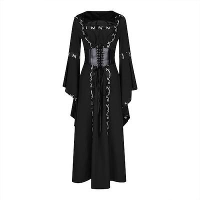 Set Retrò Vintage Medievale Rinascimento Lunghezza al pavimento Vestito Corsetto Lunghe Strega Fata Allacciato Collo quadrato Costume Per donna Fantasia Halloween Carnevale Fiera Rinascimentale LARP