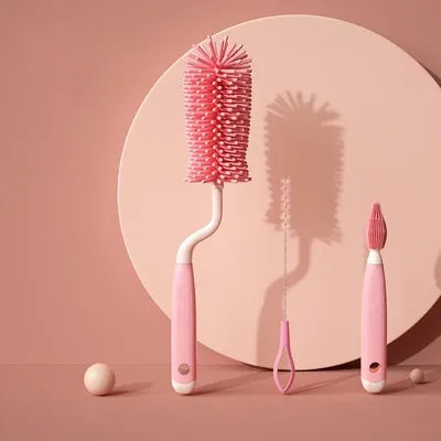 360 Degree Cleaning Tool Set Glass Cup Washing Clean Brush Kitchen Silicone Bottle Cleaning Brush Baby Pacifier Straw Scrubber