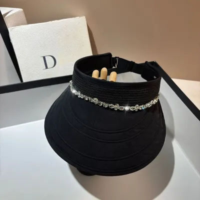 Chapeau de soleil Panama de luxe à strass pour femme, à visière vide, à large bord, protection UV extérieure, pour l'été et la plage