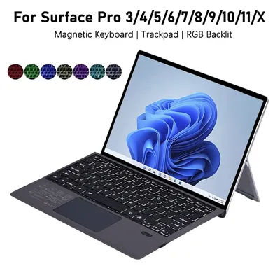 Bluetooth Backlight Keyboard For Microsoft Surface Pro 3 4 5 6 7/7+,Surface Pro 8 9 10 11 X Backlit Wireless Touchpad Keyboard