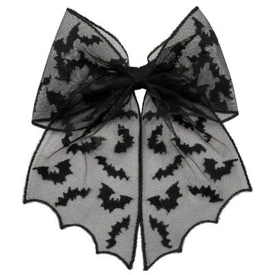 Creative Star Spider Web Hair Clip Spring Clip Gothic Bat Head Veil Black Elegant Halloween Hairpin Wedding