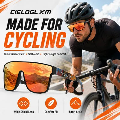 CIELOGLIM Bike Sunglasses UV400 Windproof Cycling Glasses for Outdoor Sports Trekking Hiking Climbing Eyewear