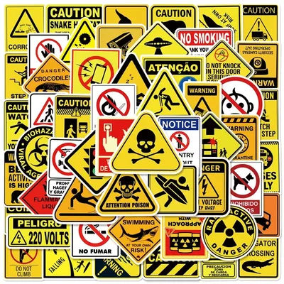10/30/60PCS Warning Yellow Adhesive PVC Sticky Sticker Aesthetic Stationery DIY Decoration Scrapbooking Supplies