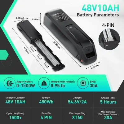 36V/48V/52V 10Ah-20Ah Hailong Battery–4-Pins/5-PinsRechargeable Spare for Bafang BBS02/BBS03/BBSHD Motor Scooter Power Accessory