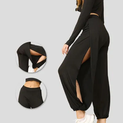 Leggings taille haute pour femme, coupe harem à fente haute, style hippie, pour le sport, le fitness, la course, le yoga, le pilates, les joggers, les pantalons décontractés et les pantalons fuselés