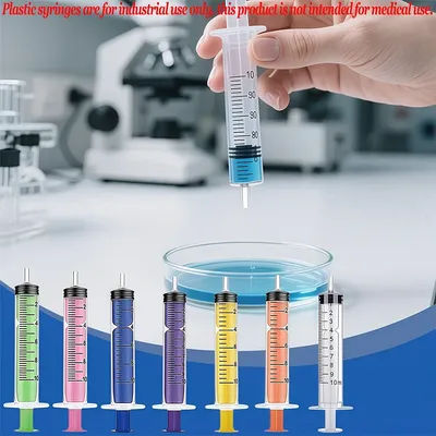 7 Colorful Syringes, 10ml Each, 7 Syringes in Different Colors, Multifunctional, Can Be Used for Liquid Transfer, Plant Watering, Laboratory Use, Animal Feeding, Etc
