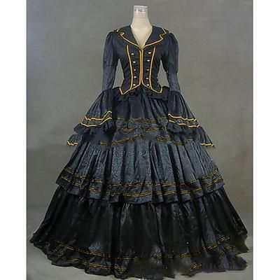 Abito Retrò Vintage Rococò Vittoriano Lunghezza al pavimento Vestito Abito Taglie Forti Normale Su misura Ad aletta Vintage Costume Per donna Reale Balli di fine anno Feste Carnevale di Venezia