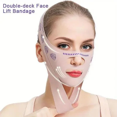 Double-Layer Face Slimming Belt - 2-in-1 V Line Shaper Anti-Aging Strap for Cheek Chin Lift Overnight Facial Contouring
