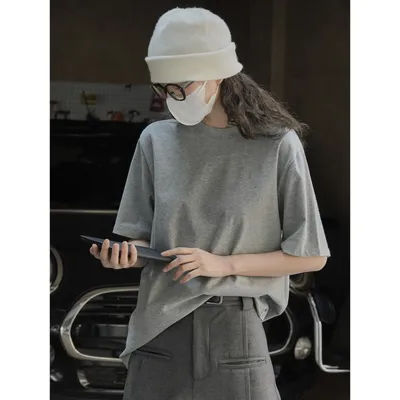2025 femmes été 100% coton t-shirts de haute qualité col rond manches courtes Style ample t-shirts été hauts pour femmes vêtements