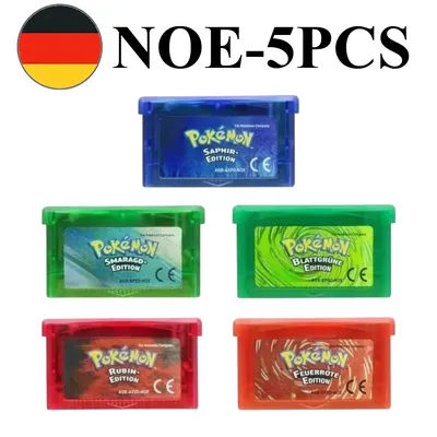 Pokemon German GBA Game Cartridge - Emerald FireRed LeafGreen Ruby Sapphire 32 Bit Game Collection 5 Styles NOE Version