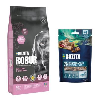 7,5 kg / 12 kg Bozita Robur + 2 x 70 g Meaty Bites gratis! - 12 kg Adult Light Pollo