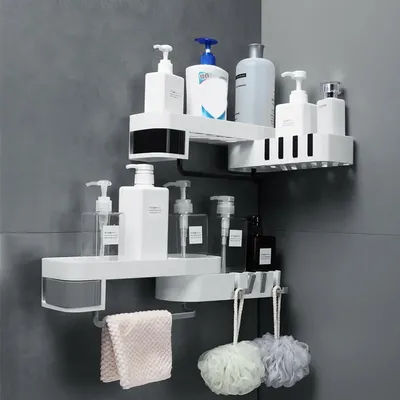 Practical Plastic Bathroom Kitchen Corner Storage Rack Organizer Shower Shelf Suitable Bathroom Washing Body Supplies Shelves