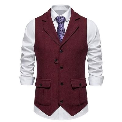 Anni Ruggenti Anni 1920 Retrò Vintage Gilet Il grande Gatsby Tweed a spina di pesce Revers dentellati Costume Per uomo Cocktail party Rinascita Ricevimento di matrimonio Adulti Gilet