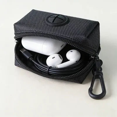 Étui portable pour écouteurs miniatures, pochette zippée pour AirPod, organisateur de câbles de données, boîte de rangement pour clés, porte-monnaie avec clip, petit sac de rangement extérieur