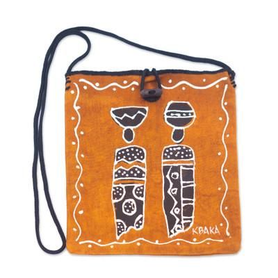 'West African-Themed 100% Cotton Sling Bag Made in Warm Hues'