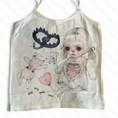 Punk mode femmes gilet Y2k débardeur Hiphop Harajuku lettre imprimer rétro mince haut court Rock Goth Streetwear haut sans manches e-girl