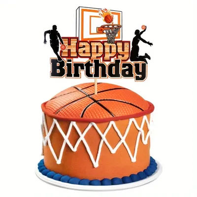 Basketball Happy Birthday Cake Topper Basketball Sports Theme Birthday Cake Pick for Theme Baby Shower Birthday Party Cake Decor