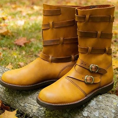Retrò Vintage Medievale Rinascimento A stivale Pirata Guerriero Ranger Fibbia Costume Fantasia Halloween Carnevale Fiera Rinascimentale LARP Adulti Scarpe
