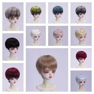 BJD Wigs Short Hair for 1/3 1/4 1/6 Dolls SD MSD MDD Yosd Wigs Doll Gold Black White Blue Pink Brown Hair