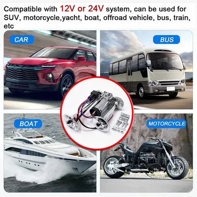 Super Loud Car Electric Dual Trumpet Horns 12V 24V Air Horn Speaker for Car SUV Vehicle Boat Train Motorcycle RV Truck