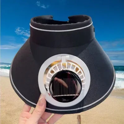 Chapeau de soleil d'été respirant avec ventilateur intégré, maille anti-vent puissante, large bord, protection solaire, casquette à ventilateur solaire