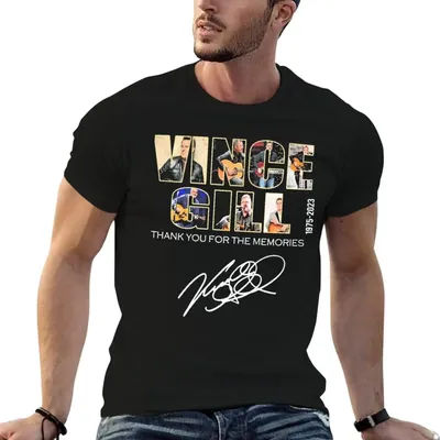 T-Shirt en coton pour homme, de haute qualité, avec signature de Vince Gill, 1975-2023, merci pour les souvenirs