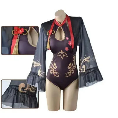 Costume de cosplay Hu Tao du jeu d'anime Genshin Impact, maillot de bain deux pièces pour femmes, maillot de bain d'été pour la plage, maillot de bain mignon