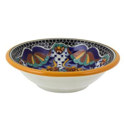 Zacatlan Flowers,'Ceramic 7-Inch Soup Bowls from Mexico (Pair)'