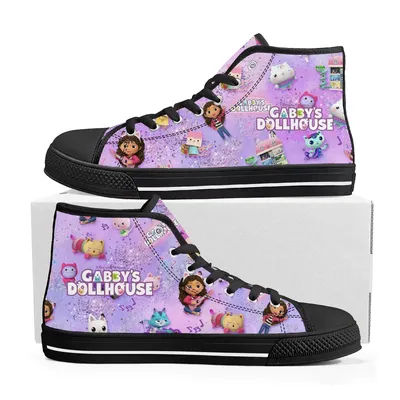 GabbysDollhouse – baskets hautes en toile de haute qualité pour hommes, femmes et adolescents, chaussures décontractées personnalisées avec dessin animé
