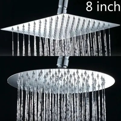 1 Pcs 8-inch 304 Stainless Steel Showerhead Top Showerhead Pressurized Shower Head Bathroom Showerhead Shower Head Single Head