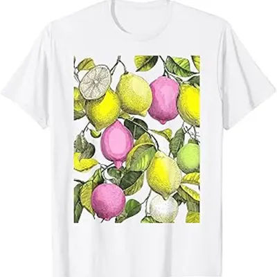 T-shirt Rétro Citron Design Fruits Agrumes Citron Vert Citronnier Vintage Lavé Respirant Élégant Confortable Doux Graphique Polyvalent