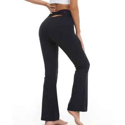 Pantalon de yoga évasé taille haute pour femme, leggings souples et extensibles coupe bootcut, pour l'entraînement, la course, le sport et les loisirs