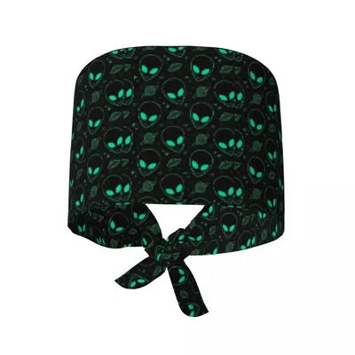 Chapeau de travail unisexe ajustable pour infirmières, motif univers alien vert, cosmos merveilleux avec planètes et étoiles, bonnet chirurgical pour médecin