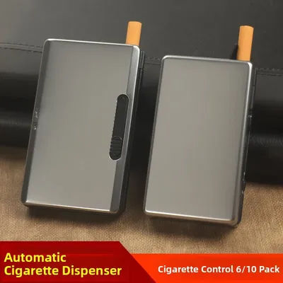 Automatic Aluminum Alloy Ultra-Thin Portable Cigarette Box Clip for Men 6/10 Sticks Moisture-Proof Anti-Pressure Engraved