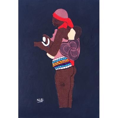 'Mother-and-Child Cotton-Textile Wall Art Crafted by Hand'
