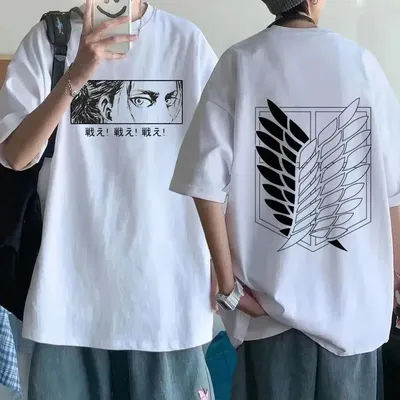 T-shirt Streetwear Homme L'Attaque des Titans Eren Yeager Shingeki No Kyojin Anime Été Femme Hauts Décontractés Haute Qualité