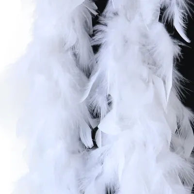 2 Yards Fluffy White Feather Boa Turkey Marabou Feathers Wedding Christmas Decoration Shawl/Scarf for Crafts Plumes 38-40g