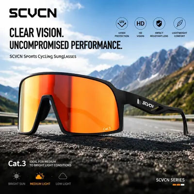 SCVCN Hiking Glasses Photochromic Men Women Mountain Bike Sunglasses MTB Road Bicycle Riding Clear Sports Glasses UV400 Glasses