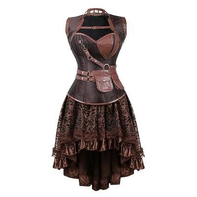 Punk e gotico Ispirato al vintage Medievale Steampunk Gonna Corsetto Completi Stile Carnevale di Venezia Costumi da pirata Per donna Orlo asimmetrico Halloween Feste Halloween Per adulto Gonne