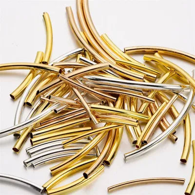 50/100Pcs 20/25/30/50mm Curved Spacer Beads Tube Smooth Connector for DIY Bracelet Necklace Jewelry Making Accessories Supplies