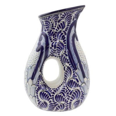 Talavera ceramic pitcher, 'Puebla Kaleidoscope'
