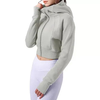 Haut de sport décontracté à capuche pour femme, en velours chaud, ample, couleur unie, style sweat à capuche