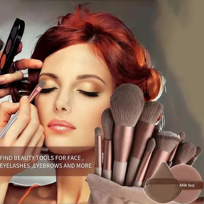 15Pcs Makeup Brush Set with 2 Sponges, Soft Bristles, Multipurpose for Face Eyeshadow, Foundation and Concealer Application