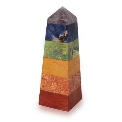 'Energy-Themed Multi-Gemstone Obelisk Sculpure from Peru'