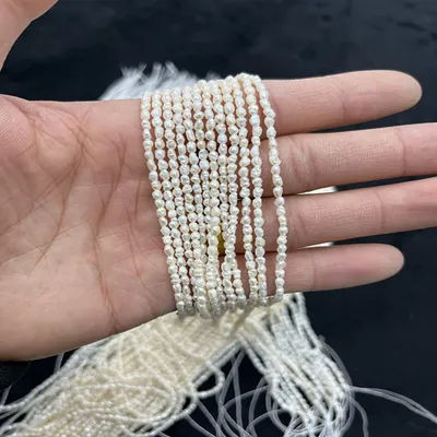 Natural Pearls 2-2.5mm Rice Irregular Freshwater White Necklace Semi-Finished DIY Materials Accessories Wholesale Jewelry Gift