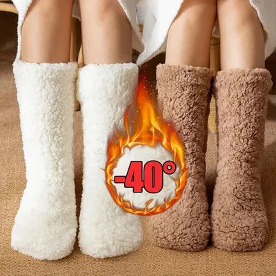 Chaussettes thermiques épaisses en cachemire pour femmes, chaussettes de sol, tapis pour hommes, maison, Plus, chaussettes de sommeil en velours, pantoufles, couvre-jambes, hiver