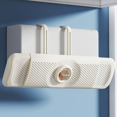 Deflettore antivento regolabile per condizionatore con scatola per aromaterapia, protezione per bocchetta di ventilazione senza installazione, guida del flusso d'aria a parete, copertura universale