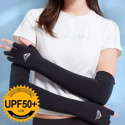 Demi-doigt élastique anti-coups de soleil pour l'été, crème solaire UV, glace fraîche, manches longues, manche de bras, extérieur, séchage rapide, absorbant la sueur