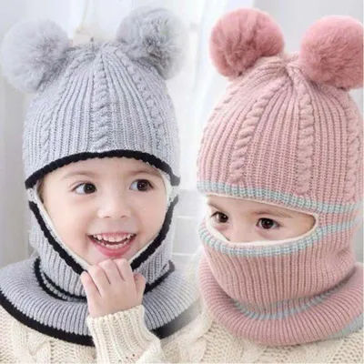 Casquettes pour enfants garçons filles tricoté laine bonnet chapeau hiver bébé chapeaux chauds avec écharpe couverture pour enfants 1-6 ans casquette coupe-vent